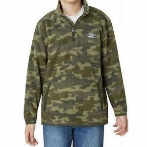 Eddie Bauer Youth Quest Fleece 1/4 Zip Pullover Sweater Green Camo | M 10/12